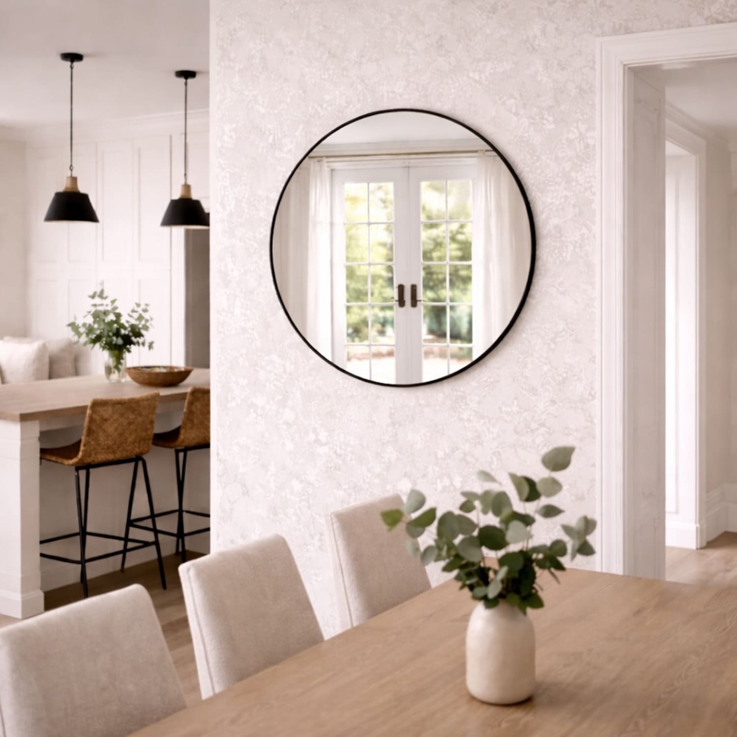 Image of Rei - Round Black Metal Circle Mirror - 70cm x 70cm