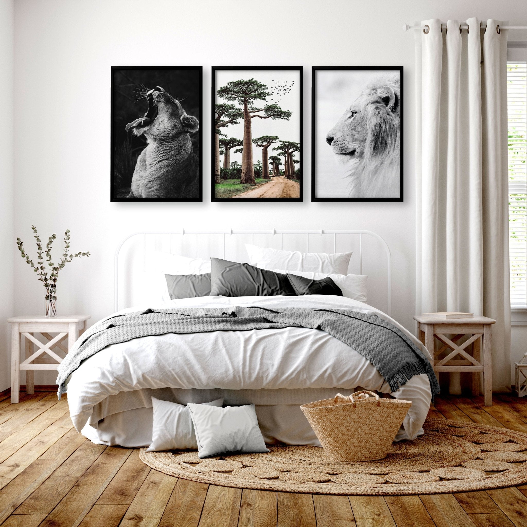 Image of Safari Bedrooms | Set of 3 African Wildlife Wall art Prints