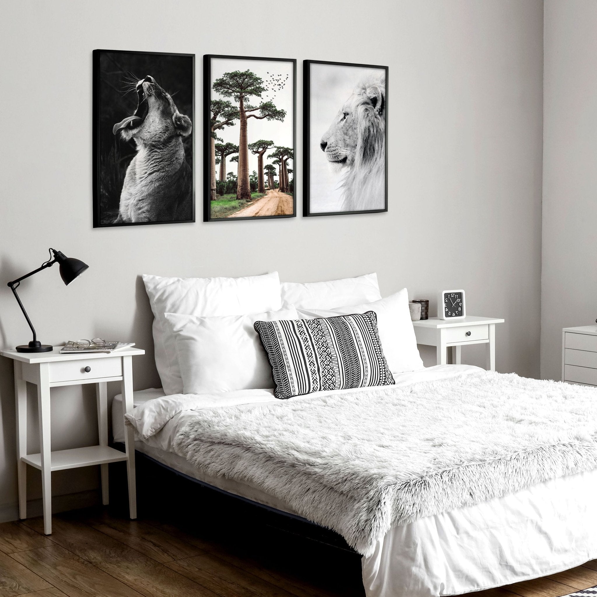 Image of Safari Bedrooms | Set of 3 African Wildlife Wall art Prints
