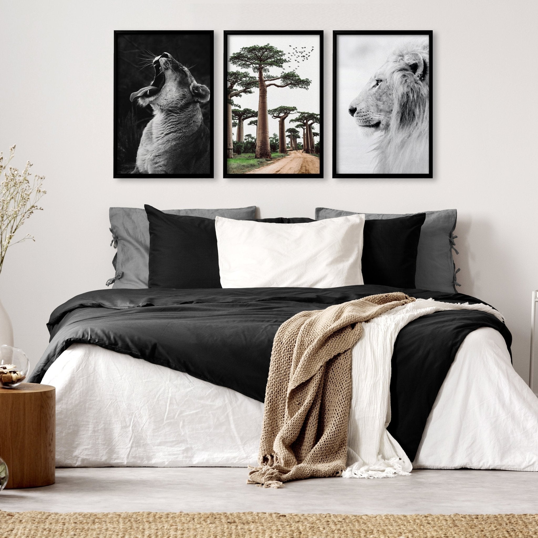 Image of Safari Bedrooms | Set of 3 African Wildlife Wall art Prints