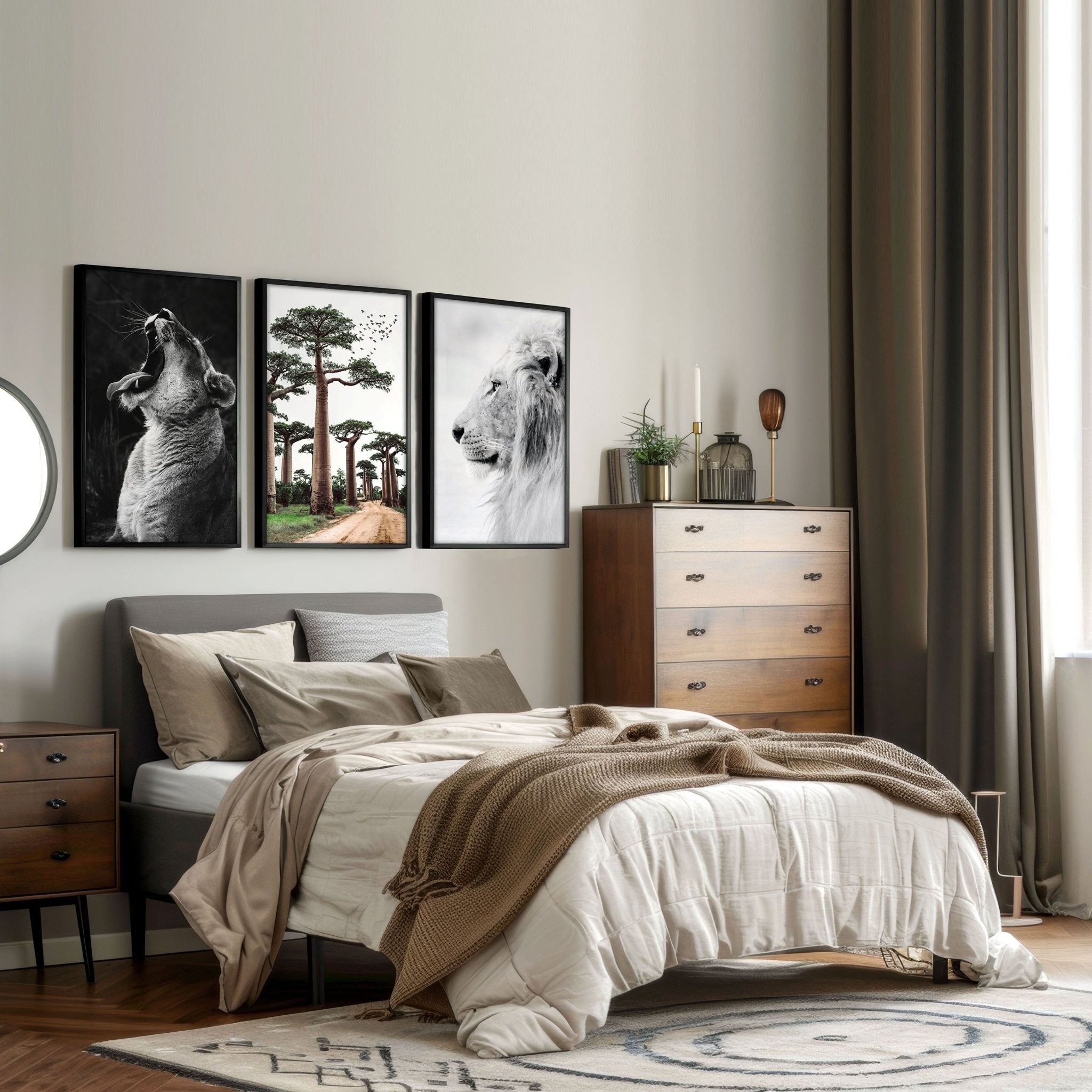Image of Safari Bedrooms | Set of 3 African Wildlife Wall art Prints