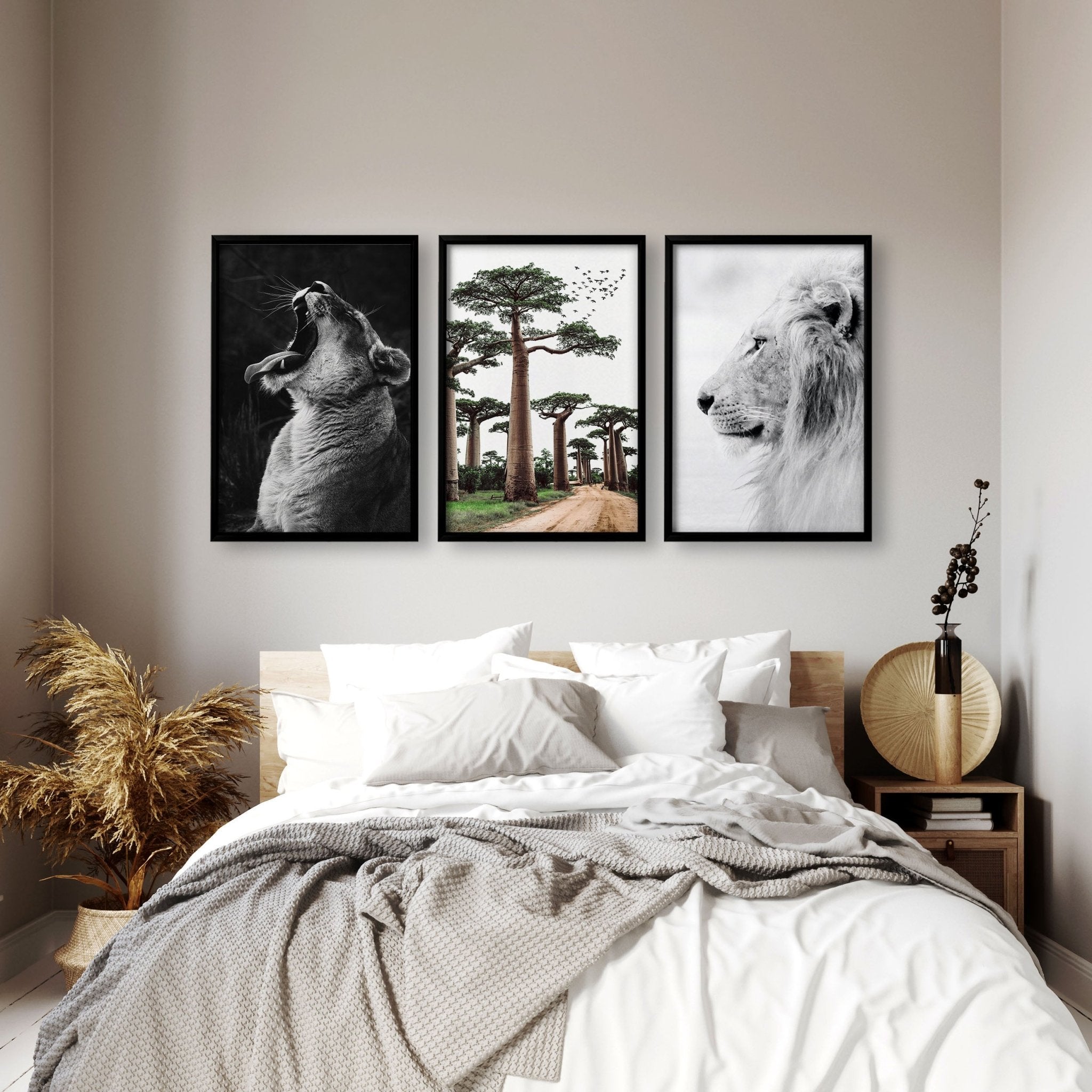 Image of Safari Bedrooms | Set of 3 African Wildlife Wall art Prints