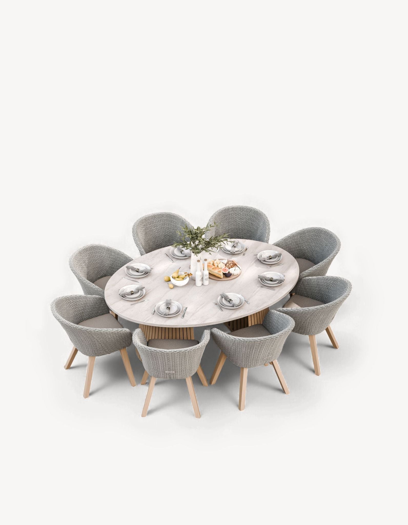 Image of Saturn 8 Seater Ellipse D Conical Dining Set with Sol Dining Chairs