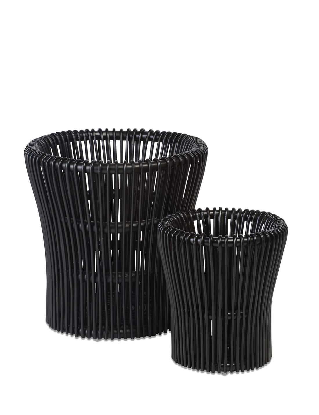 Set of 2 Black Rattan Plant Baskets