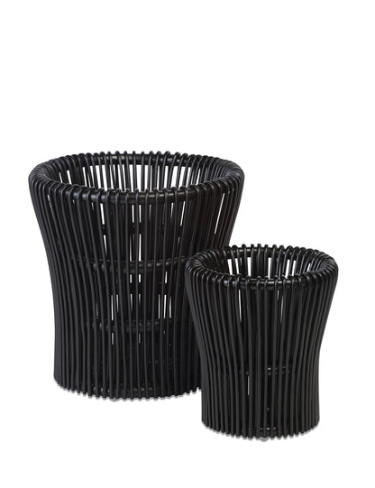 Set of 2 Black Rattan Plant Baskets