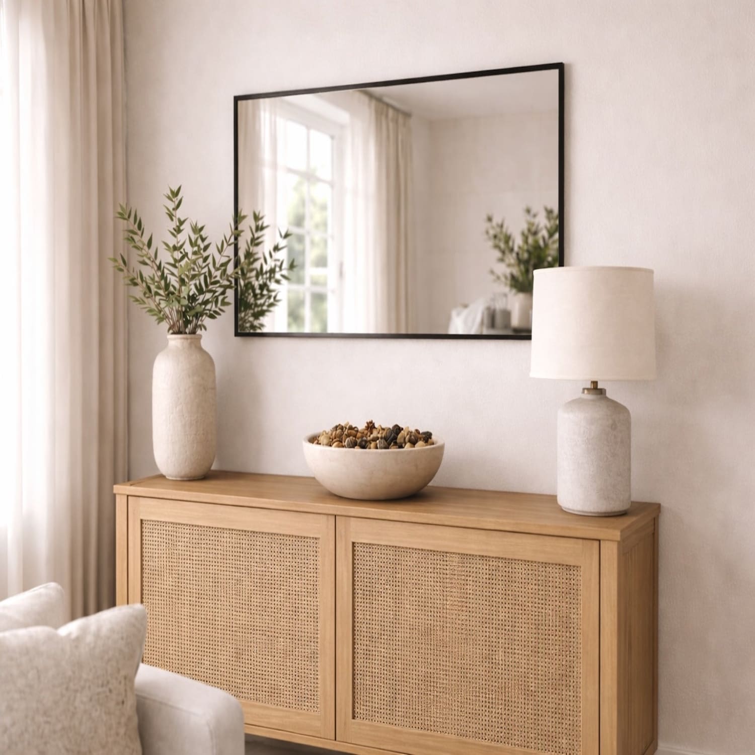 Image of Takara - Black Metal Rectangle Mirror - 70cm x 50cm