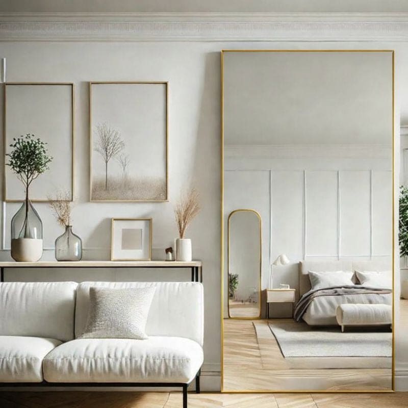 Image of Takara - Full Length Gold Metal Rectangle Mirror - 180cm x 90cm