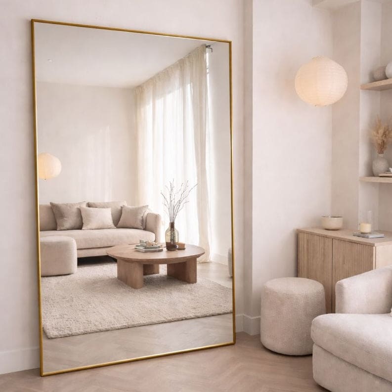 Image of Takara - Full Length Gold Metal Rectangle Mirror - 200cm x 120cm