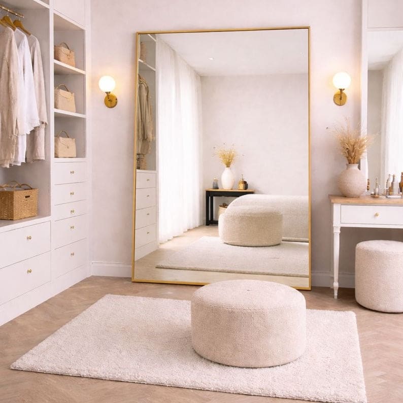 Image of Takara - Full Length Gold Metal Rectangle Mirror - 200cm x 120cm