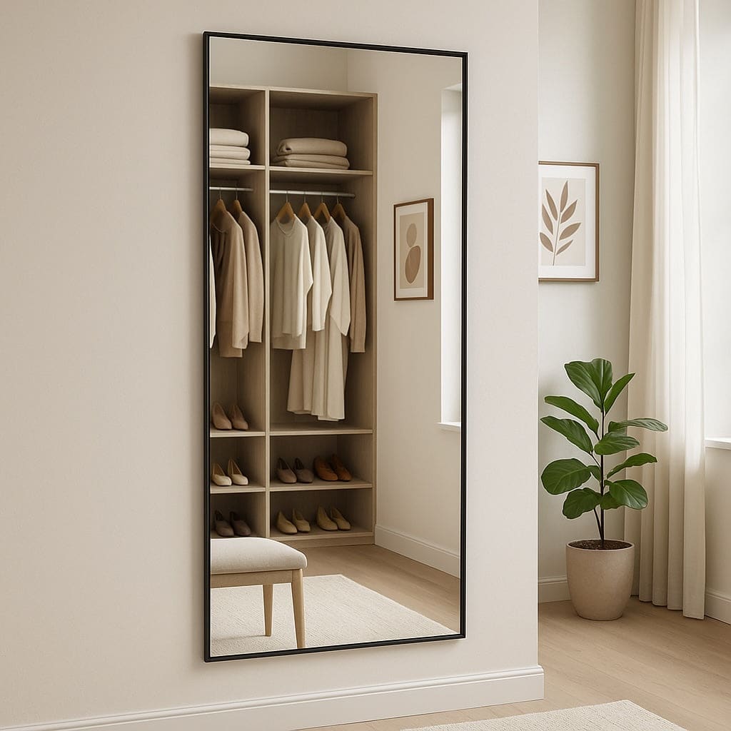 Image of Takara - Full Length Black Metal Rectangle Mirror - 180cm x 90cm