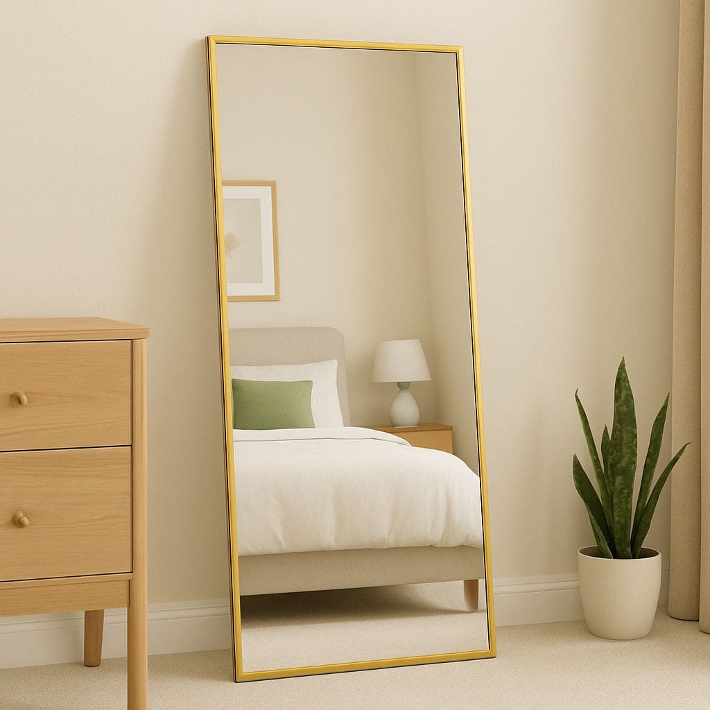 Image of Takara - Full Length Gold Metal Rectangle Mirror - 180cm x 90cm