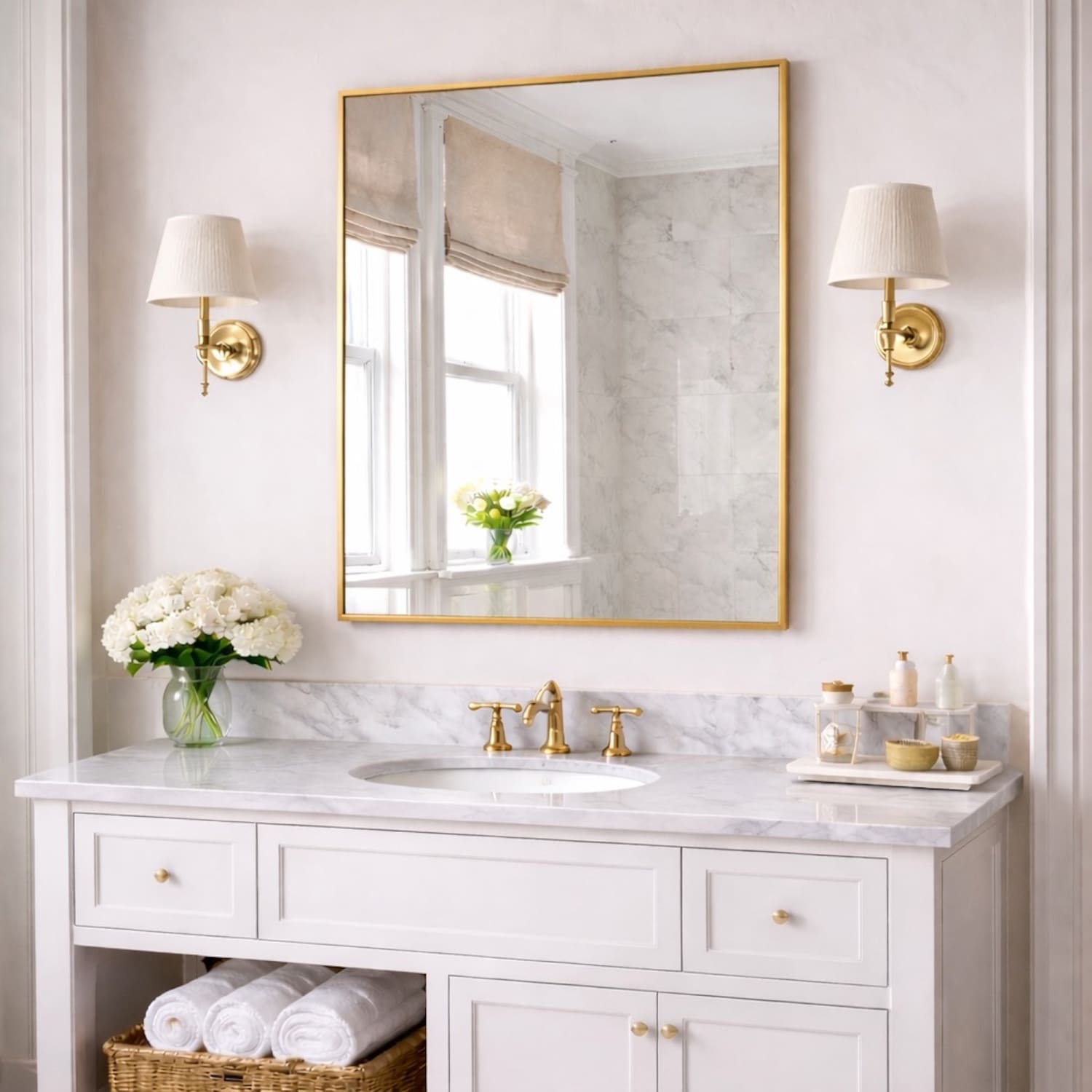 Image of Takara - Gold Metal Rectangle Mirror - 120cm x 95cm
