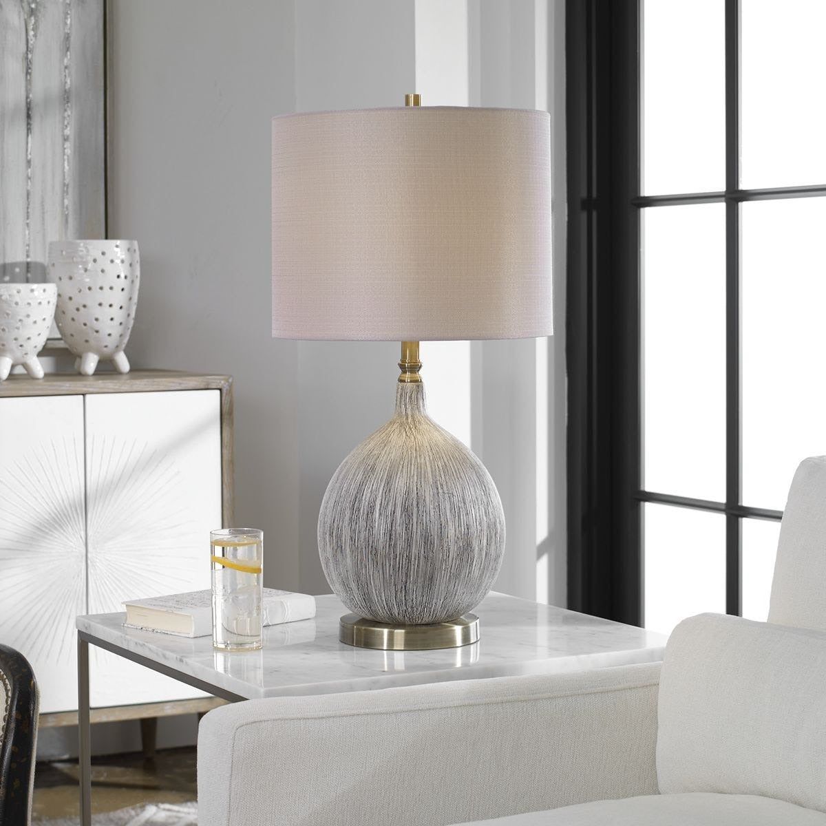Image of Hedera Textured Ivory Table Lamp