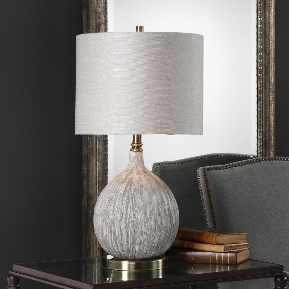 Image of Hedera Textured Ivory Table Lamp