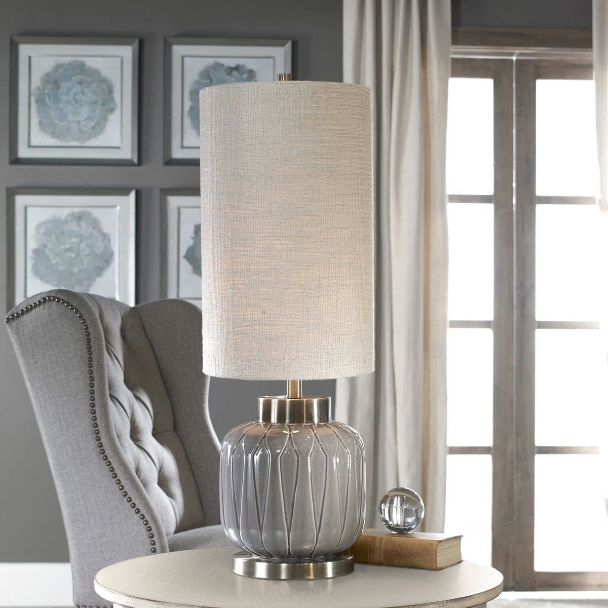Image of Zahlia Aged Grey Ceramic Lamp