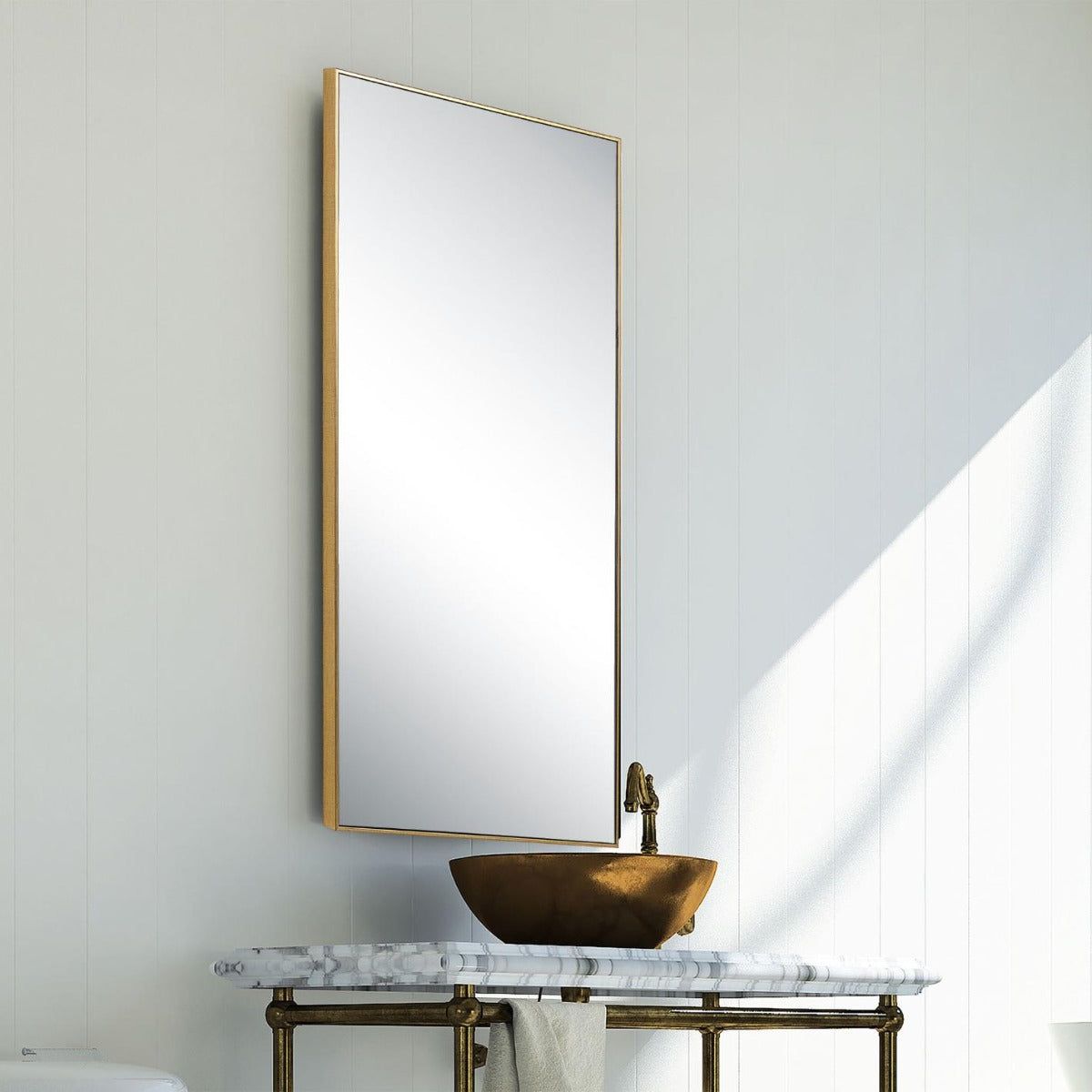 Image of Slim Frame Midi Mirror Gold