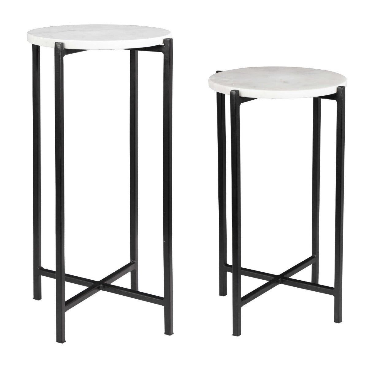 Image of Orla Side Tables White Marble & Black