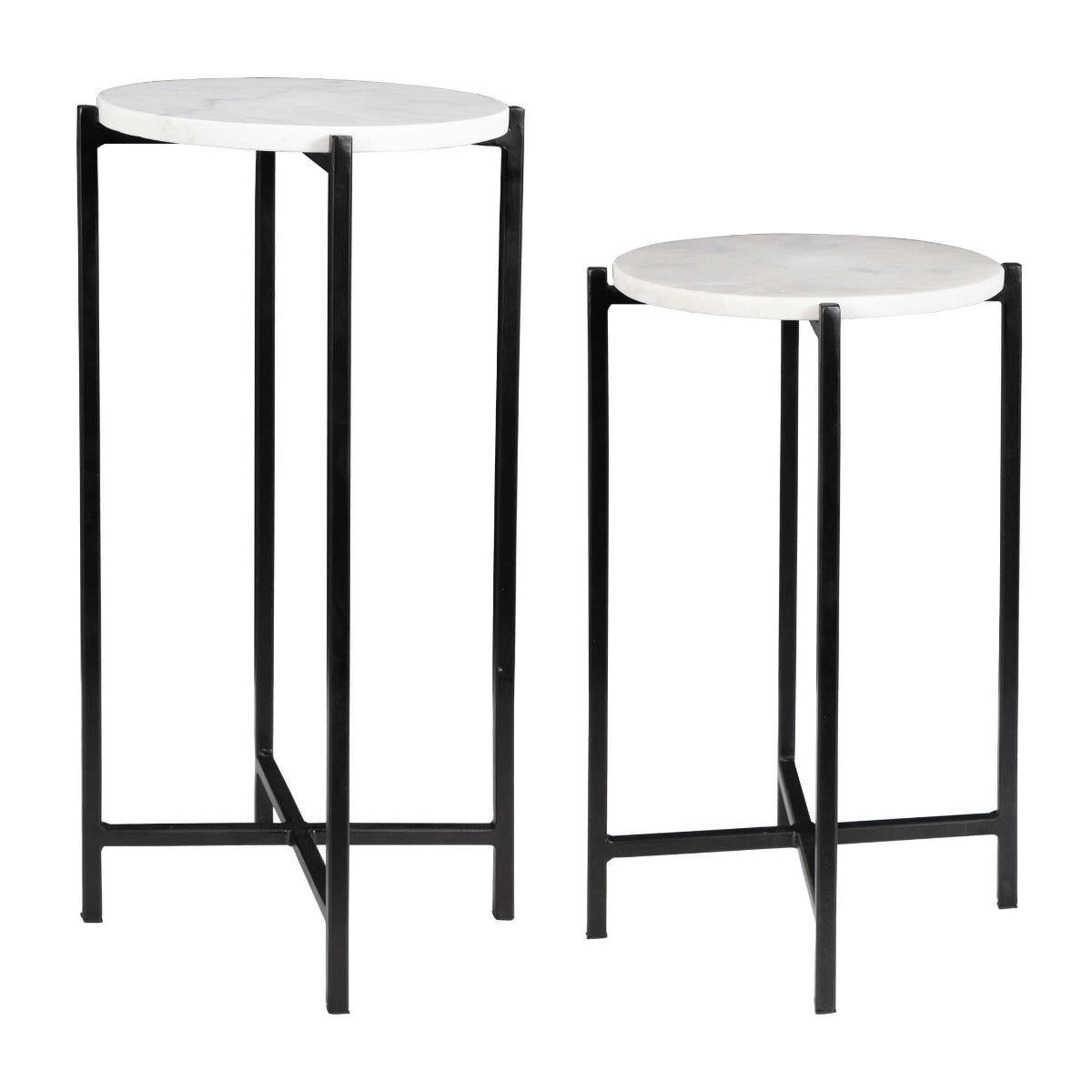 Image of Orla Side Tables White Marble & Black