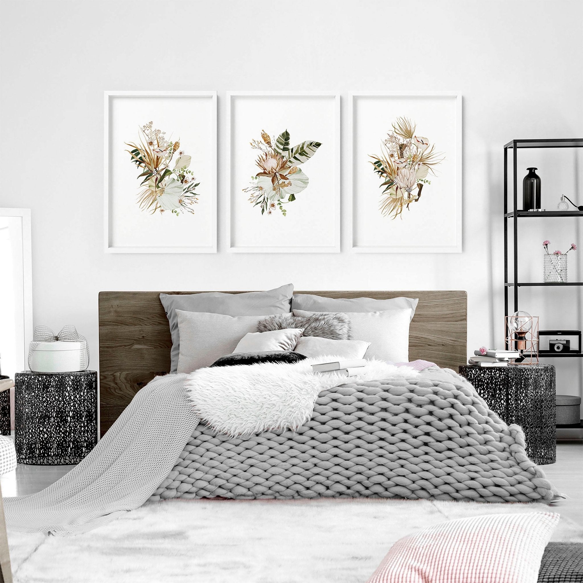 Image of Bedroom Pictures for Wall – Set of 3 Boho Prints