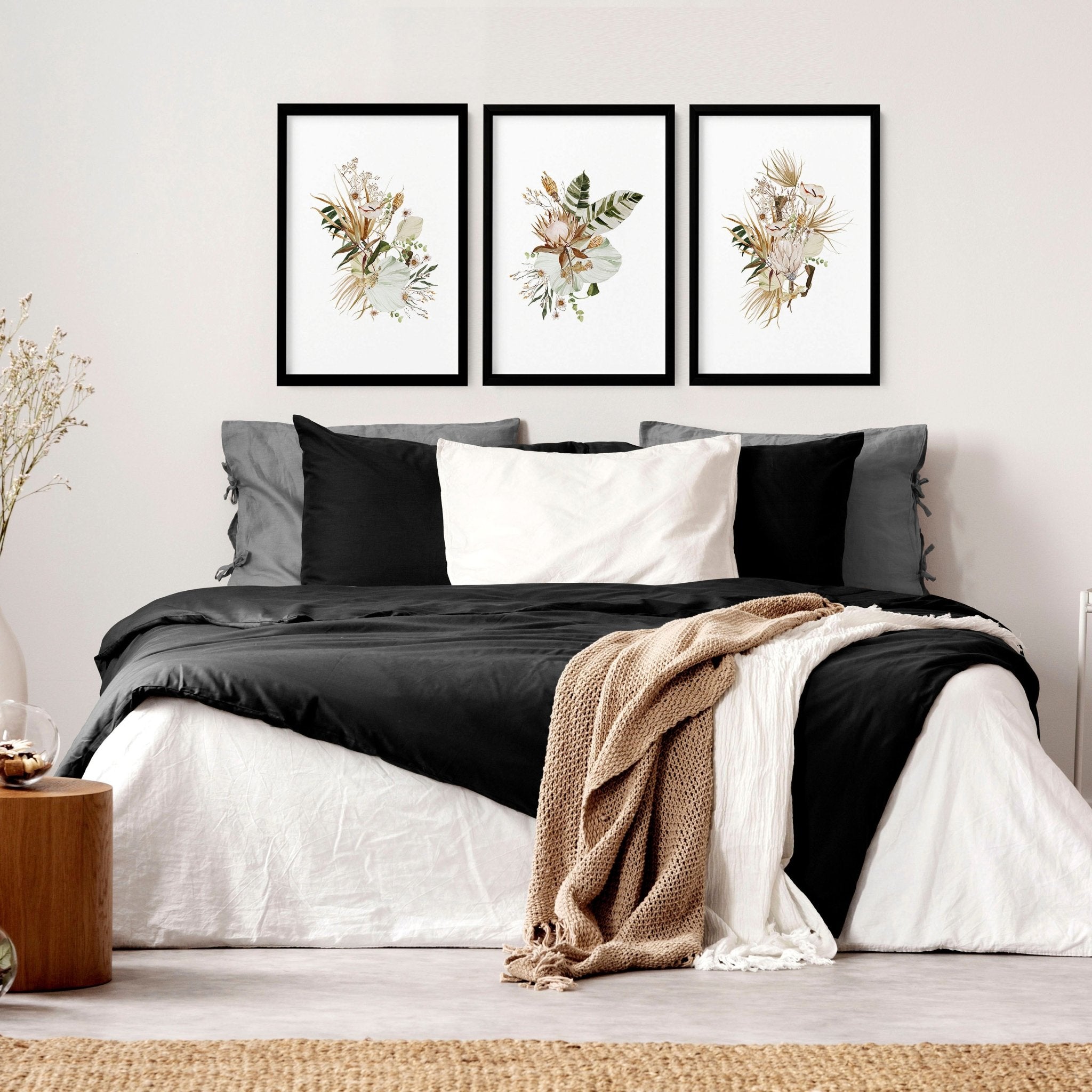 Image of Bedroom Pictures for Wall – Set of 3 Boho Prints