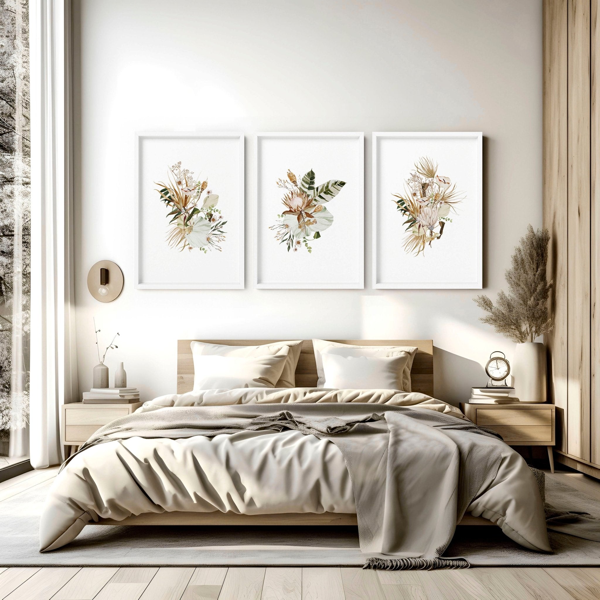 Image of Bedroom Pictures for Wall – Set of 3 Boho Prints