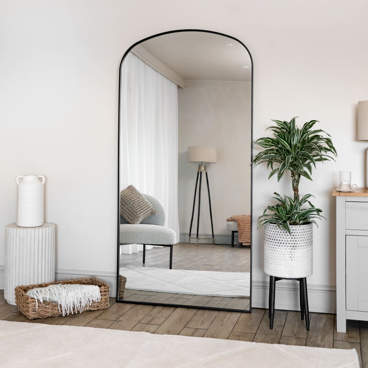 Image of Yoko - Full Length Black Metal Gentle Arch Mirror - 180cm x 90cm