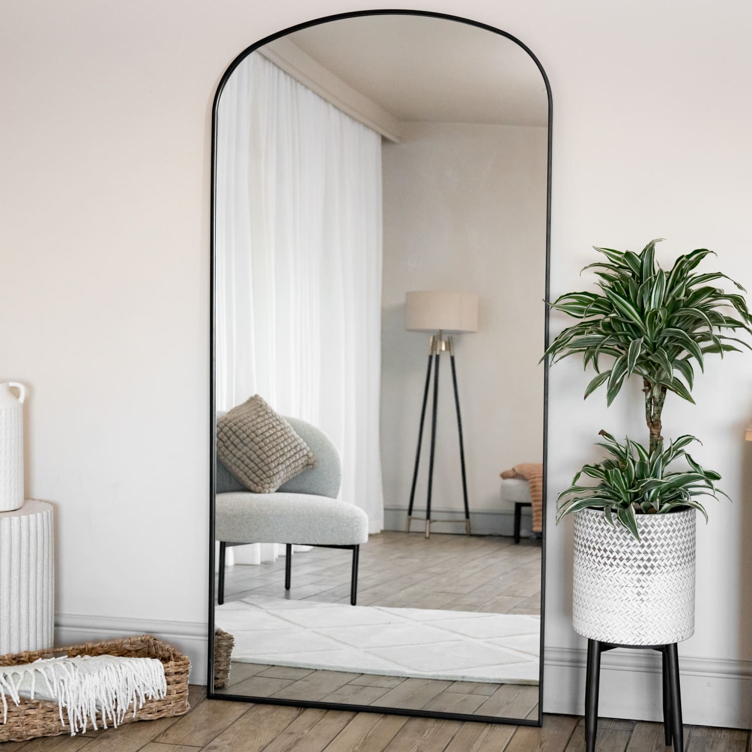 Image of Yoko - Full Length Black Metal Gentle Arch Mirror - 180cm x 90cm